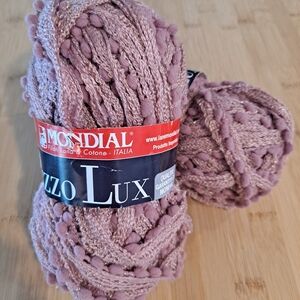 Lot of 2 Pizzo Lux Mondial Italian Yarn #0949  Mauve & Gold-Same Dye Lot